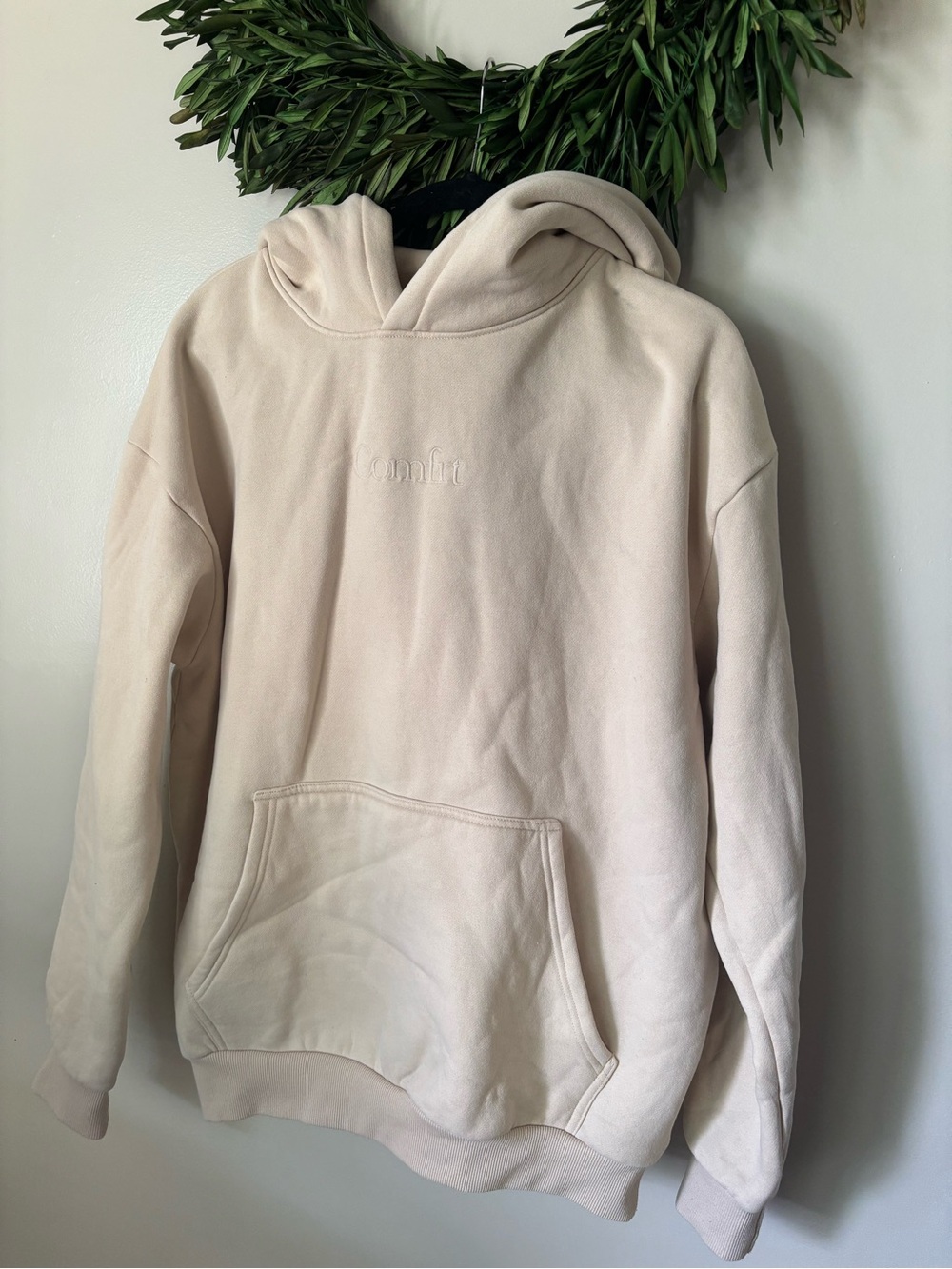 Comfort Embroidered Cream/ yellow Hoodie - Unbranded